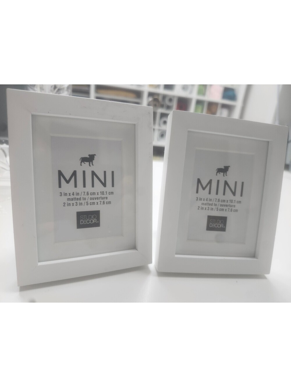 Set of 2 White Mini Photo Frames 3x4 Inch